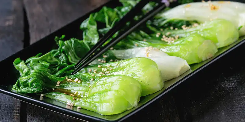 Cooked chinese pak choi cabbage