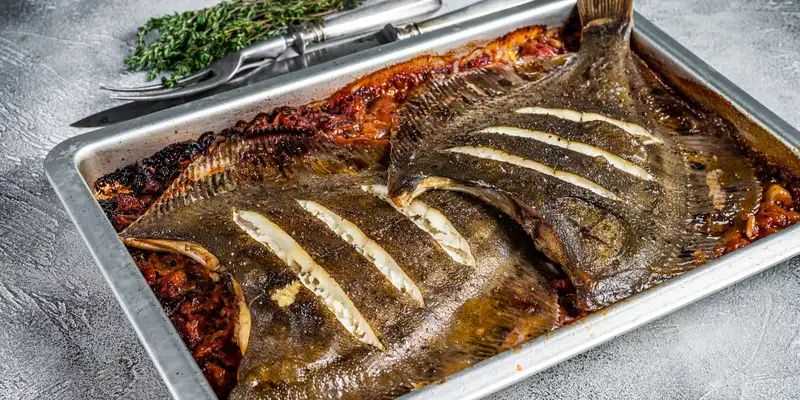 Baked or broiled flatfish