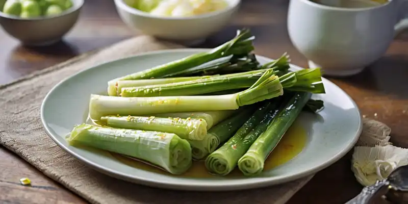 Boiled leeks (with salt)