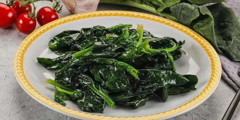 Boiled mustard spinach (tendergreen) (without salt)