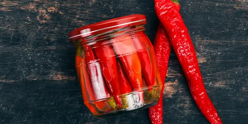 Canned red hot chili pepper