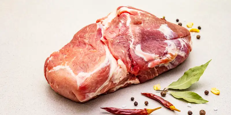 Raw pork shoulder (bone in, chops or roasts)