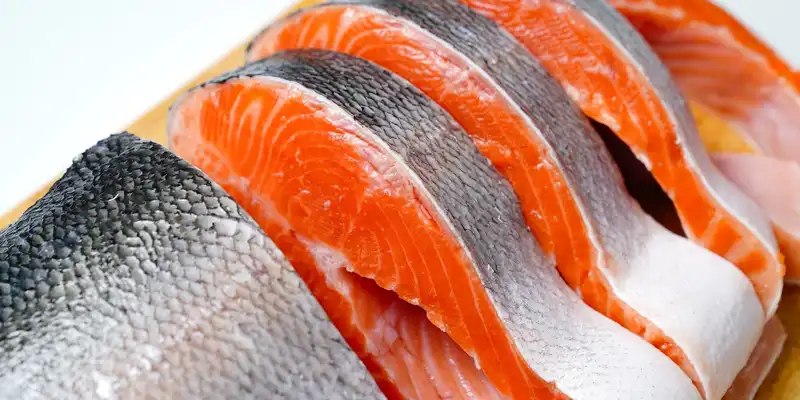 Raw chinook salmon