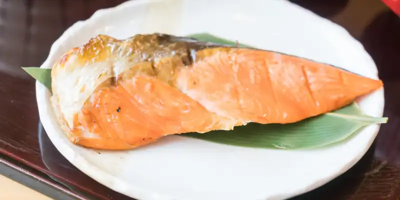 Simmered or steamed coho salmon