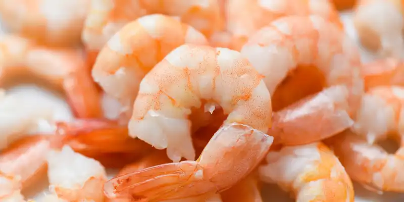 Simmered or steamed shrimp