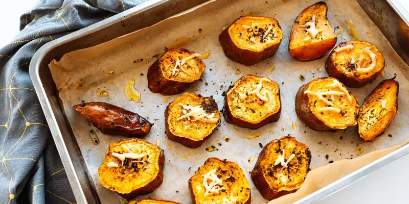 Baked in skin sweet potato (with salt)