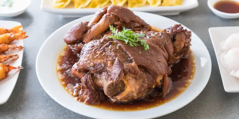 Braised veal leg